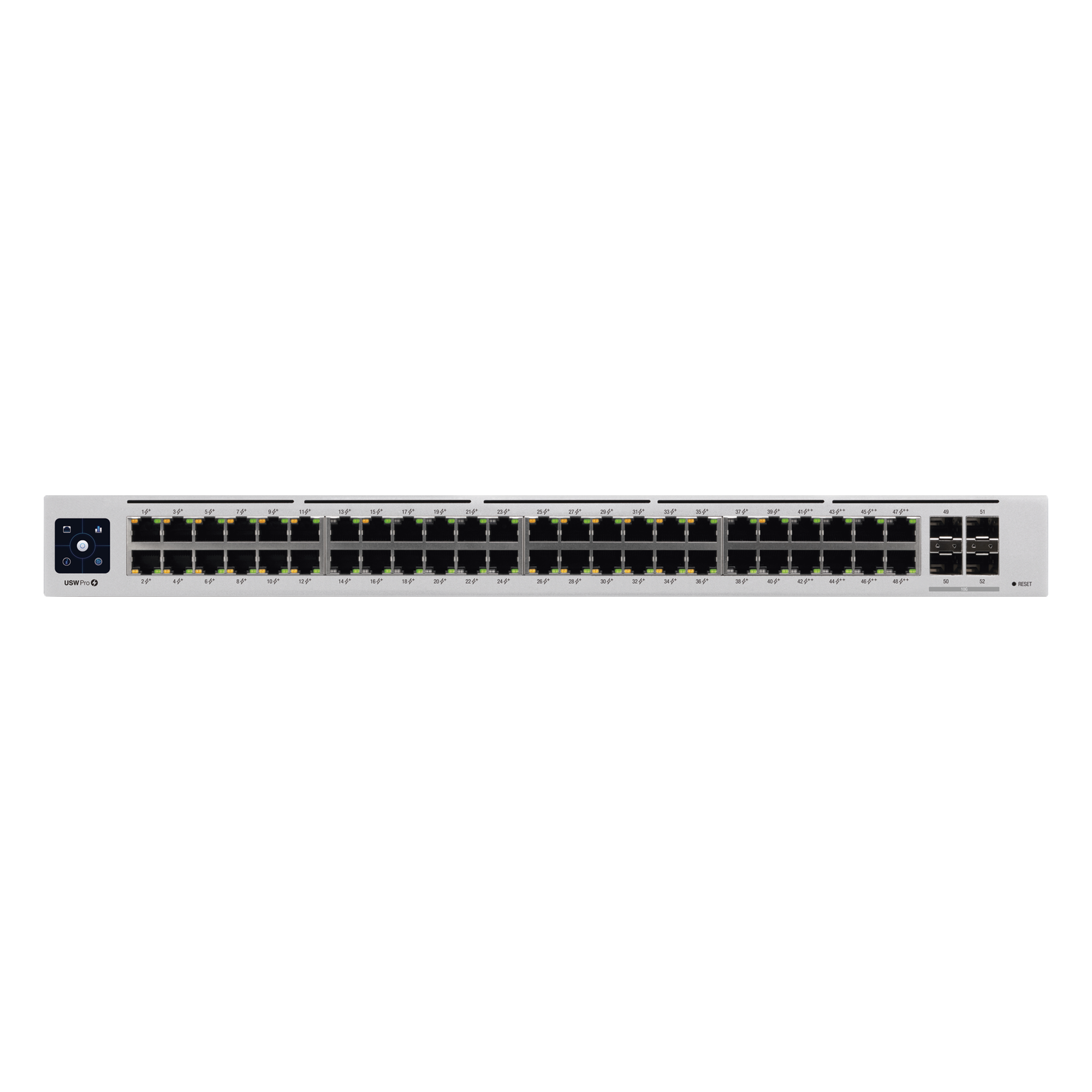 UniFi Switch USW-Pro-48-POE Gen2, Capa 3 de 48 puertos PoE 802.3at/bt + 4 puertos 1/10G SFP+, 600W, pantalla informativa — UBIQUITI · SKU USW-PRO-48-POE