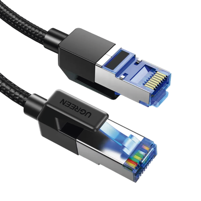 Cable Ethernet Cat8 CLASS F/FTP Redondo con Malla de Nylon 1 Metro (3.28 Pies)