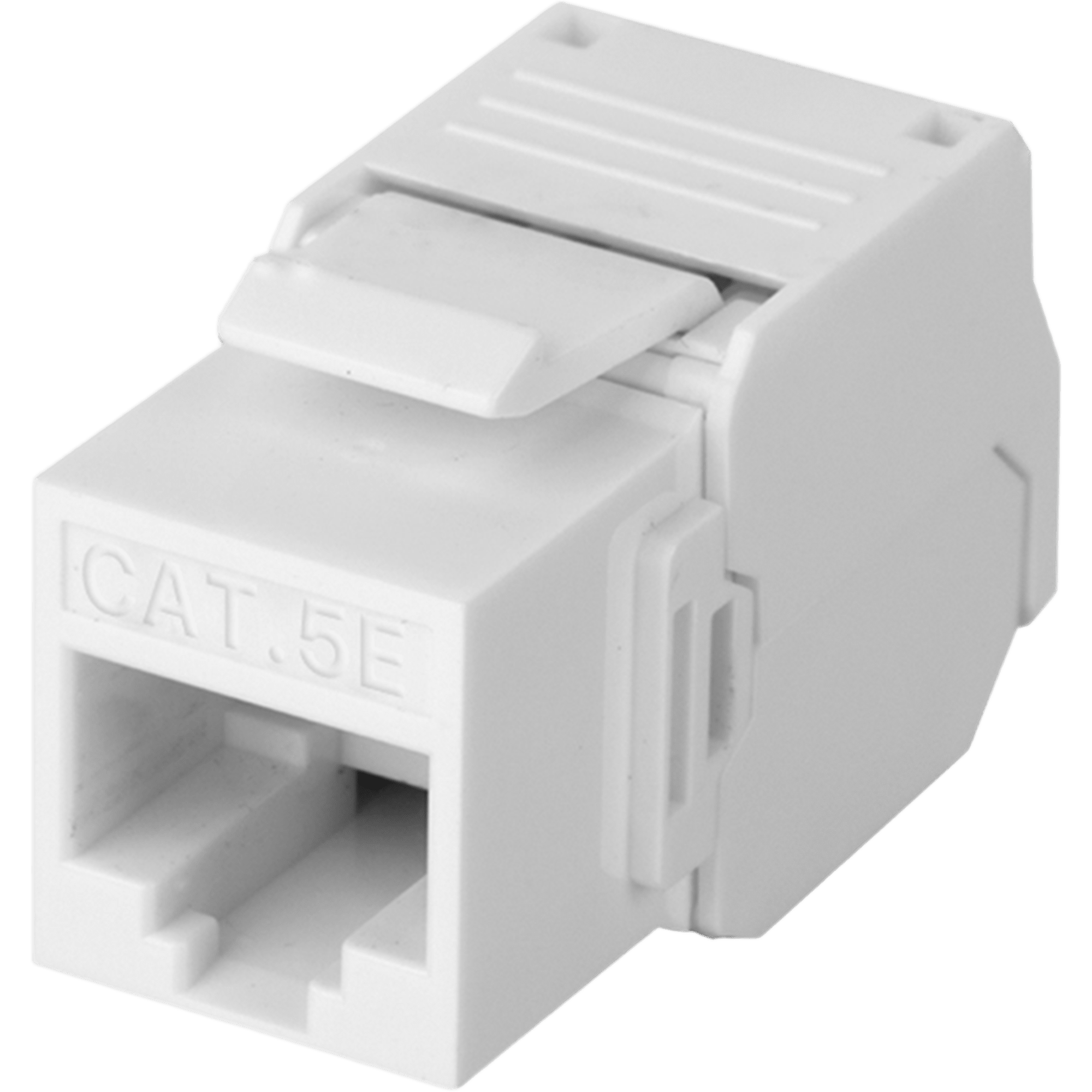Módulo Jack Keystone Cat5e (Toolless), con Terminación en Ángulo 180 - Color Blanco, Compatible con Faceplate y Patchpanel Linkedpro