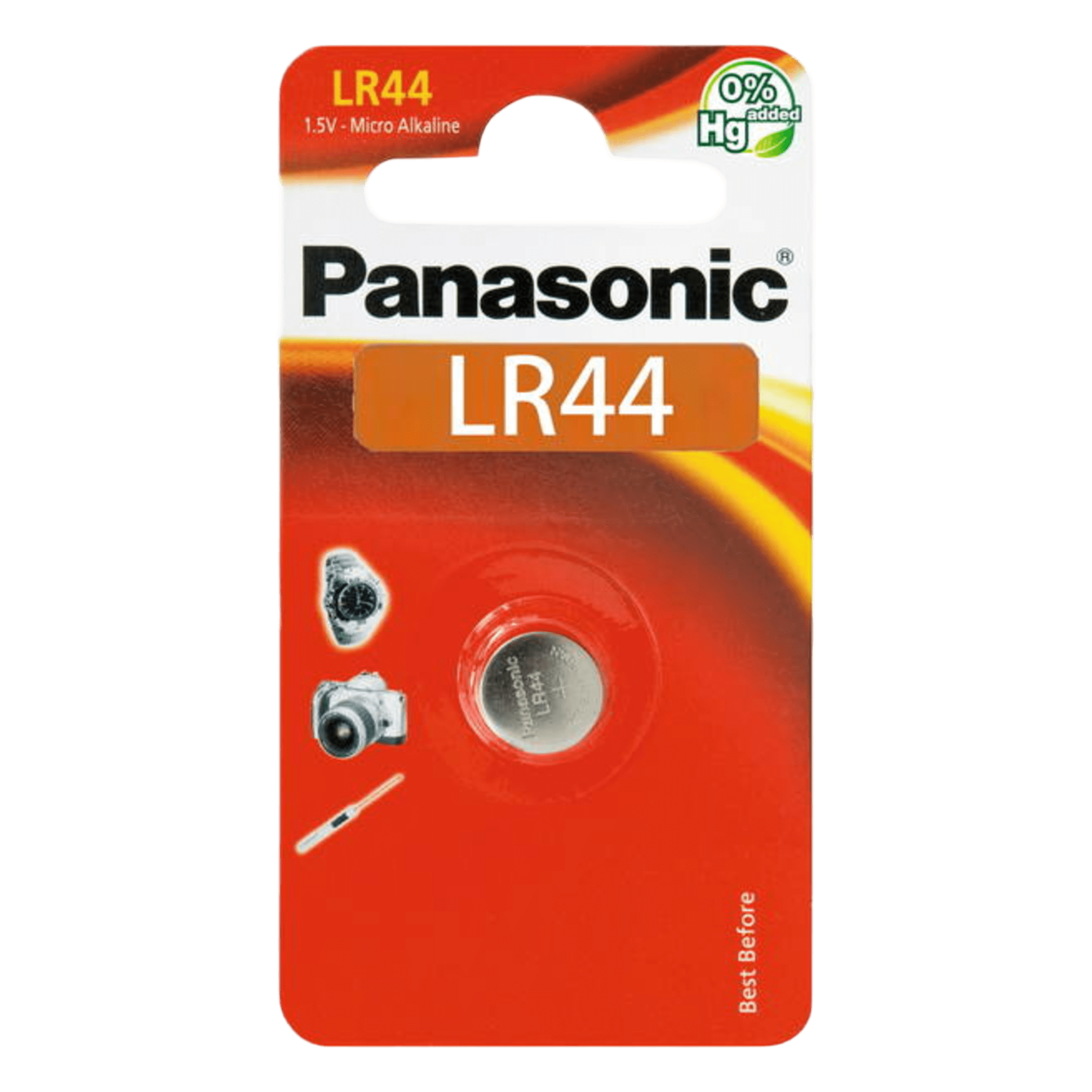 Batería Alcalina tipo LR44 (de botón) de 1.5 V 110 mAh — PANASONIC · SKU LR44PL