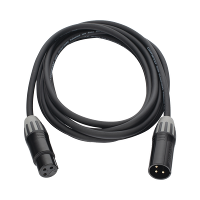 Cable XLR | 3 polos | Conector Hembra-Macho | Serie M | Carcasa Negra | Contactos Dorados | Ideal para Microfonía | Longitud 3m