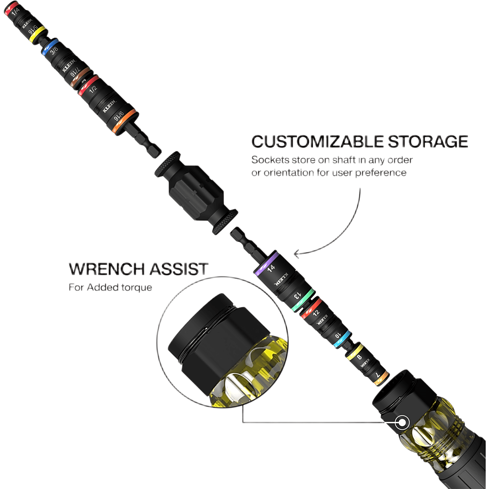 Desarmador de Impacto / 14 en 1 / Magneto de Tierras Raras / Almacenamiento Dual / Asistencia de Torque / Adaptador 7/8".