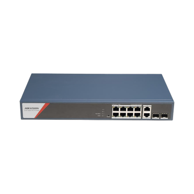 Switch Gigabit PoE+ / Administrable / 8 Puertos 1000 Mbps PoE+(4 Puertos PoE++ 90 W) / 2 Puertos 1000 Mbps de Uplink / 2 Puertos SFP / Configuración Nube Hik-PartnerPro / Modo Extendido hasta 300 Metros / 130 W  — HIKVISION · SKU DS-3E1512HP-SI-8P2T2F