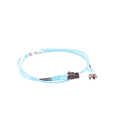 Jumper de Fibra Optica Multimodo 50/125 OM3, LC-LC Duplex, OFNR (Riser), Color Aqua, 1 Metro (3.28 Pies)