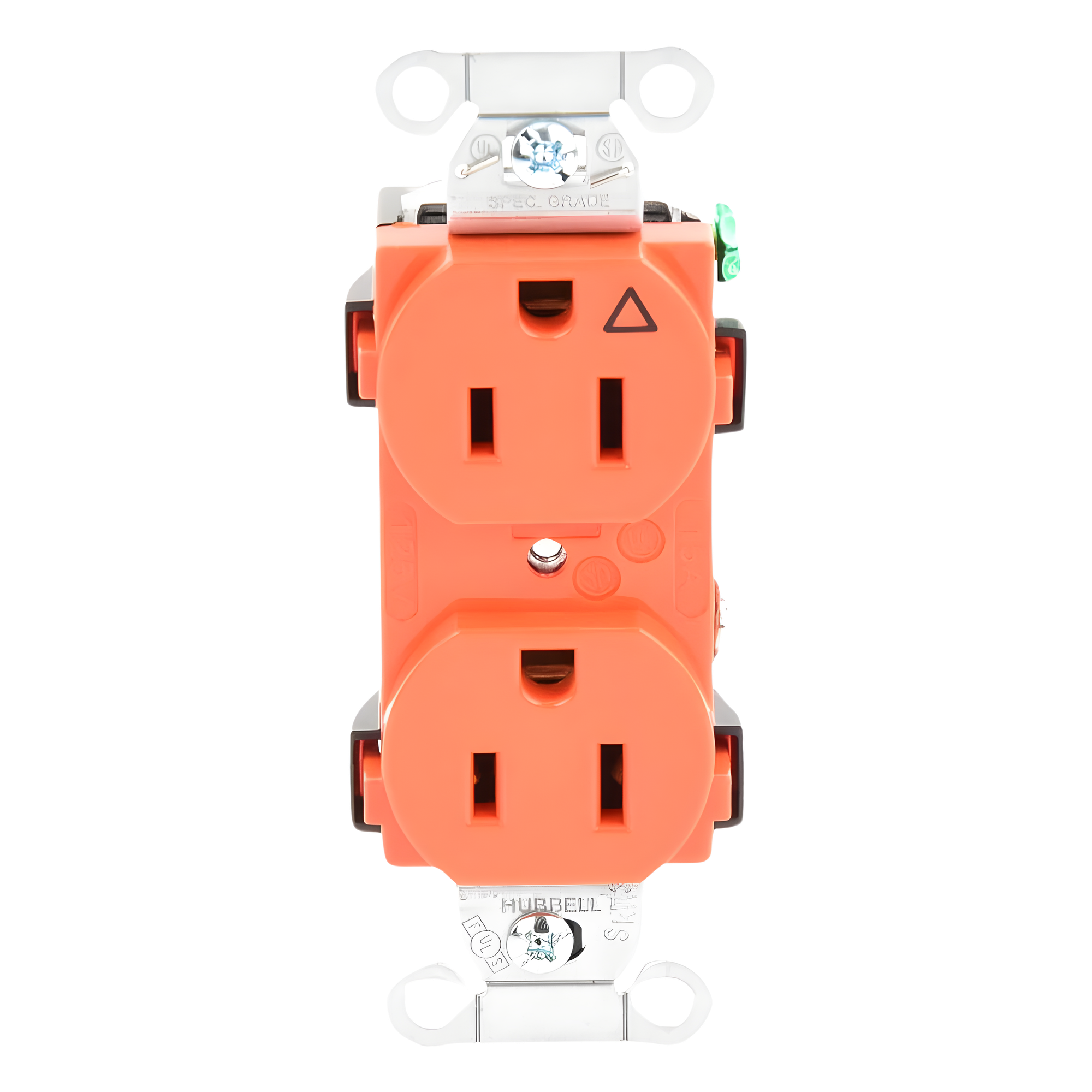 Contacto Dúplex Conexión a Tierra Aislada/ 15A 125V/ 2 polos 3 Hilos/ Nema 5-15R /Grado Comercial/ Color Naranja.