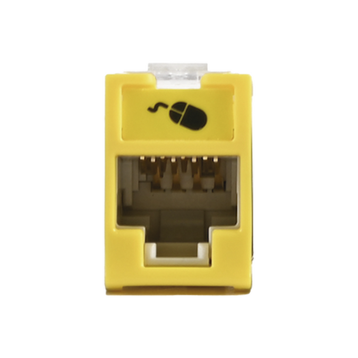 Jack Ultramax Cat6, UTP, Montaje Híbrido en Placa de Pared (Plano y Angulado), Color Amarillo, Punch Down