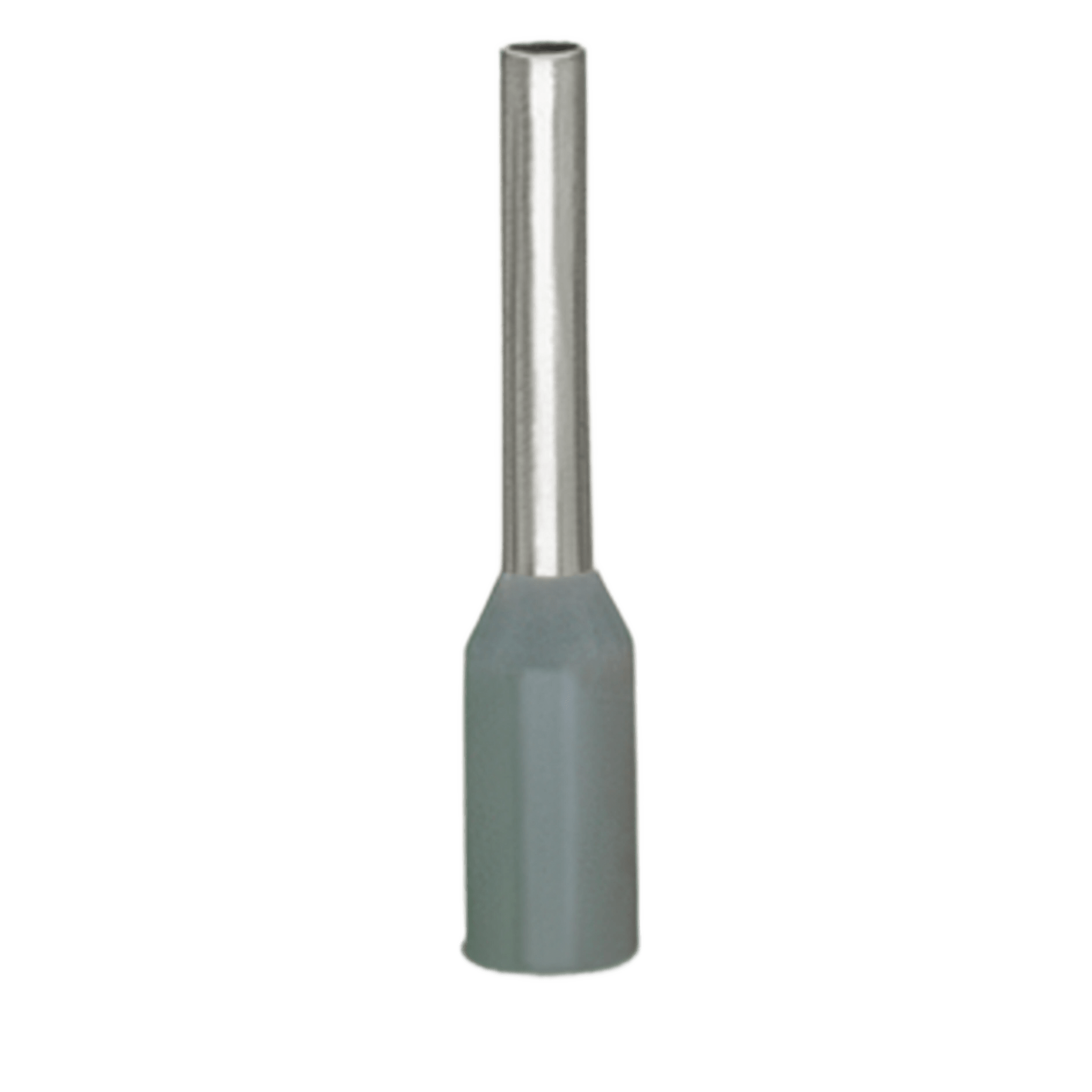 Terminal de Manguito con Camisa de Plástico / 0.75 mm² / 18 AWG / Cincado Galvanizado / Collar Estándar / Longitud 14 mm / Gris / 1000 UDS
