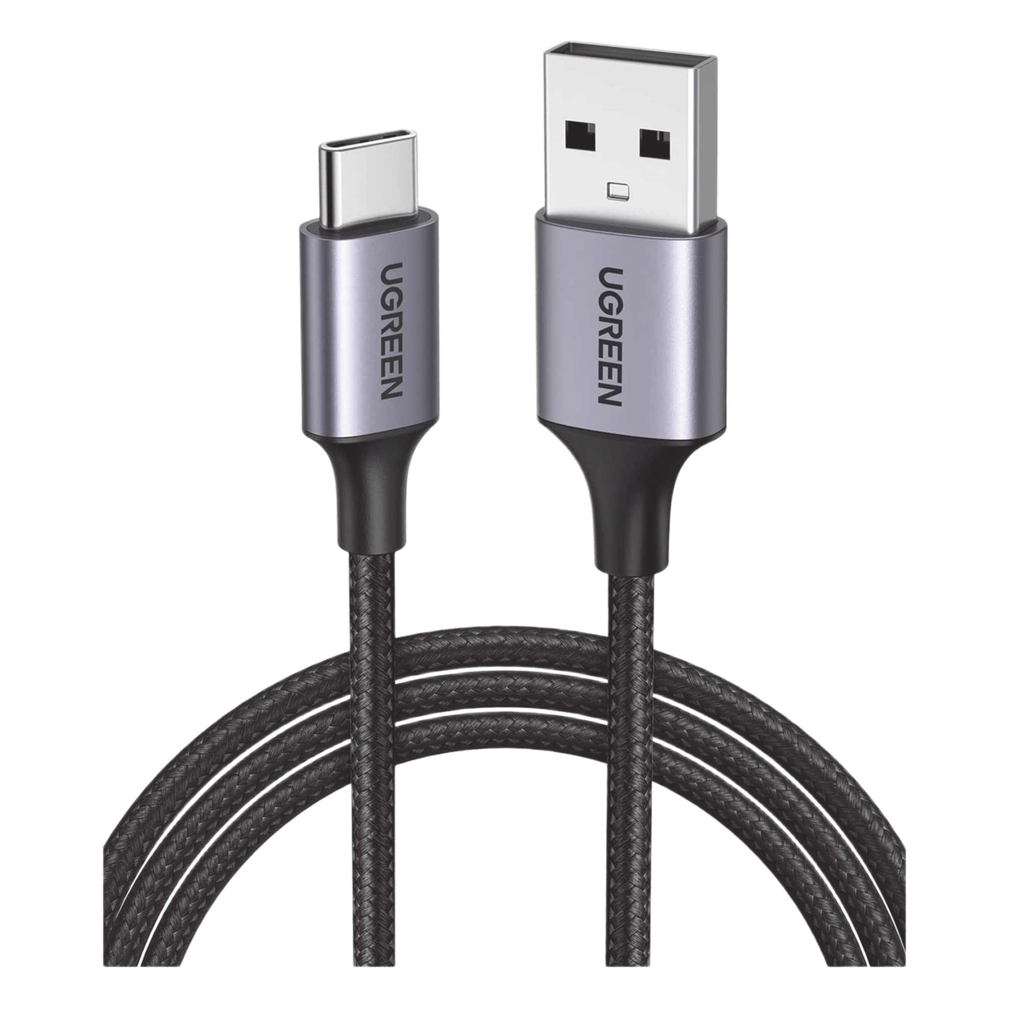 Cable USB-A a USB-C / 2 Metros (6.56 Pies) / 480 Mbps / Carga Rápida 18W / Nylon Trenzado / Aluminio — UGREEN · SKU 60128