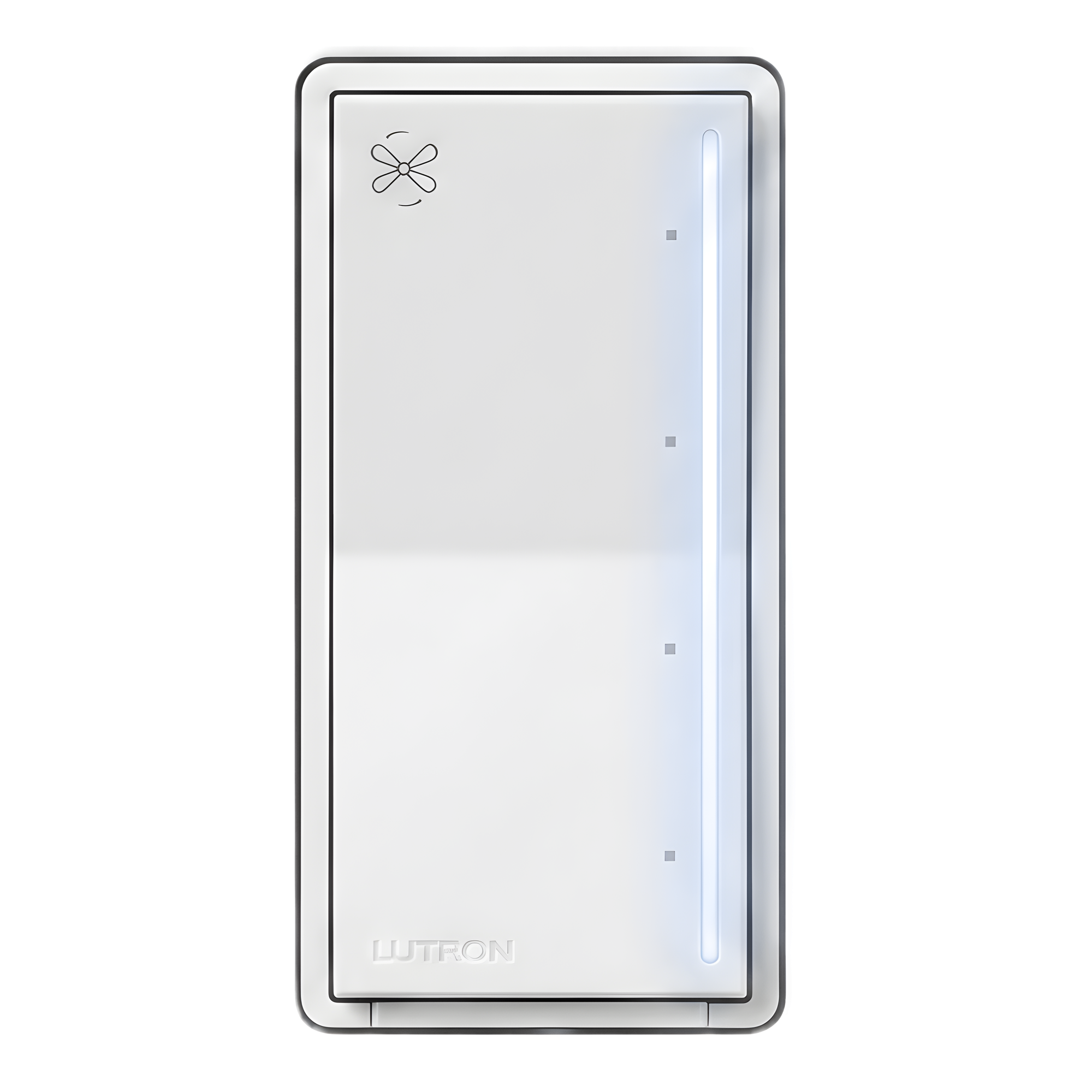 Control de ventilador de techo táctil de 4 velocidades para un ventilador tipo paleta AC, con barra luminosa, sistema RadioRA 3 — LUTRON RADIORA 3 · SKU RRSTANFWH