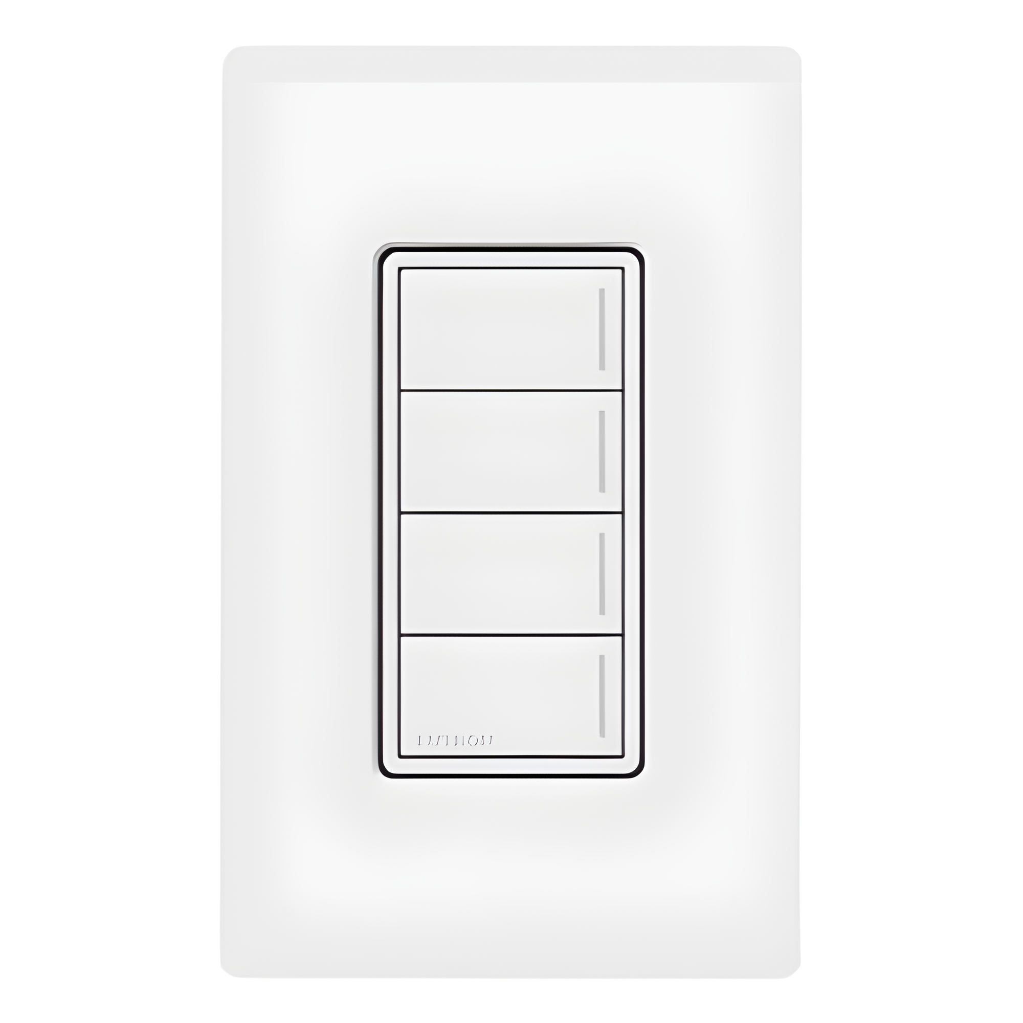 Teclado de escenas Sunnata de 4 botones con barra luminosa localizadora, controla luces, cortinas y más en el sistema RadioRA 3, color Nieve satinado — LUTRON RADIORA 3 · SKU RRSTW4BSW