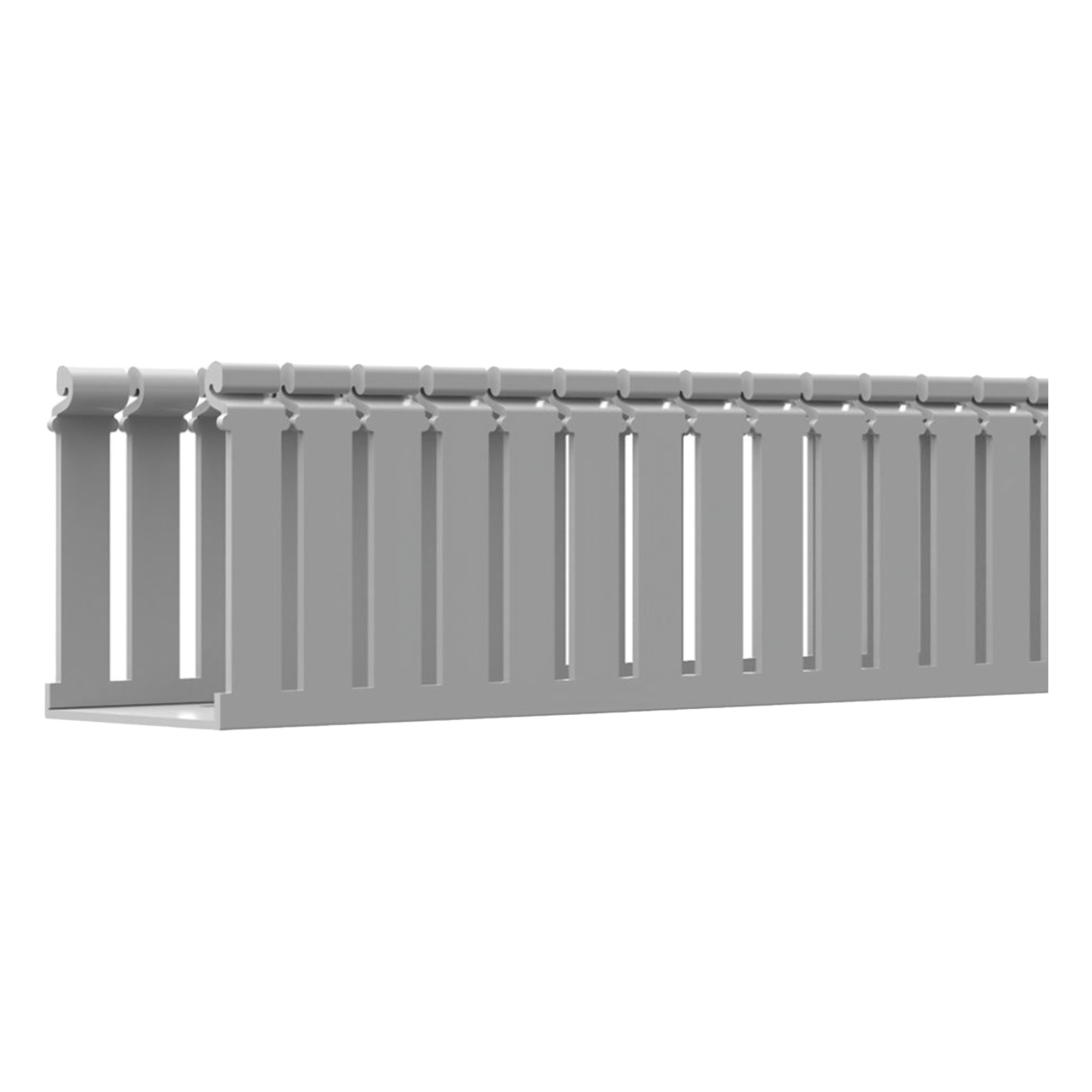 Canaleta Ranurada de PVC con Tapa, Tipo F, 108 mm de Ancho, 79.2 mm de Alto y 2 m de Largo, Color Gris — PANDUIT · SKU FC4X3LG2