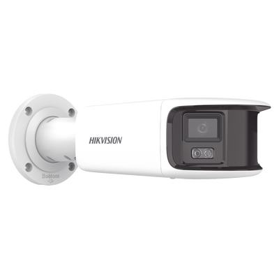 [FlexVu] [PROTECCIÓN ACTIVA] Bala IP Panorámica 8 Megapixel (4K) / 2 Lentes 4 mm (180°) / Imagen a Color 24/7 (ColorVu) / PoE / WDR 130° / IP67 / ACUSENSE / Luz Estroboscópica y Alarma Audible / 40 mts Luz Blanca / Micro SD