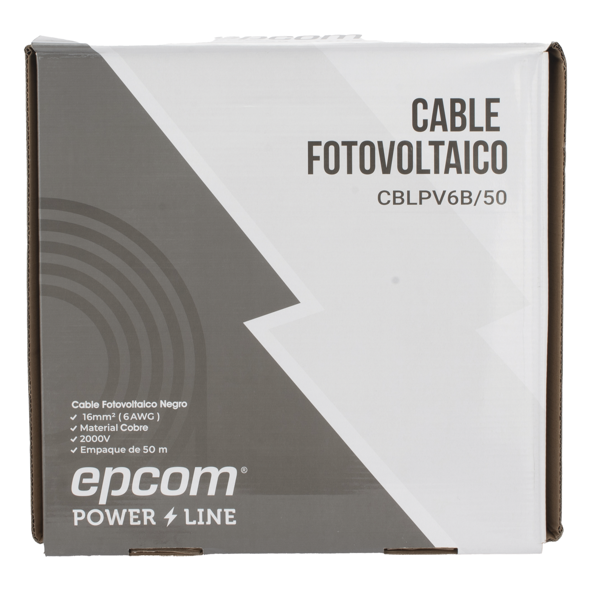Cable Fotovoltaico Negro / 16 mm² ( 6 AWG) / Material COBRE / 2000V / Rollo de 50 m