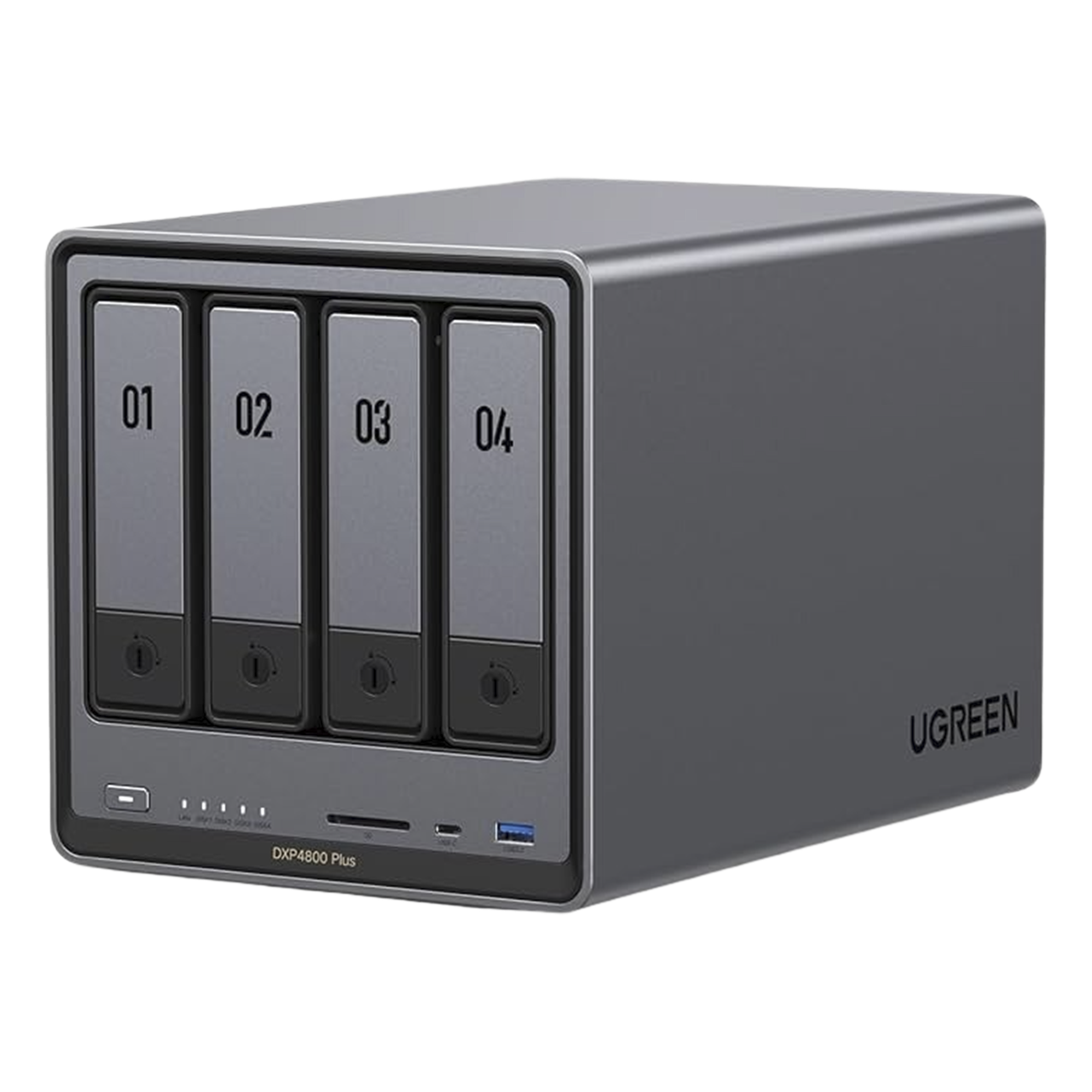 NAS UGREEN NASync DXP4800 Plus / Procesador Intel Pentium Gold 8505 5 Núcleos / 4 Bahías SATA + 2 M.2 NVMe PCIe 4.0 / 8GB DDR5 Expandible a 64GB / 10GbE + 2.5GbE / USB 3.2 Gen 2 Tipo C / HDMI 4K / Sistema Almacenamiento Conectado Red · SKU 35260