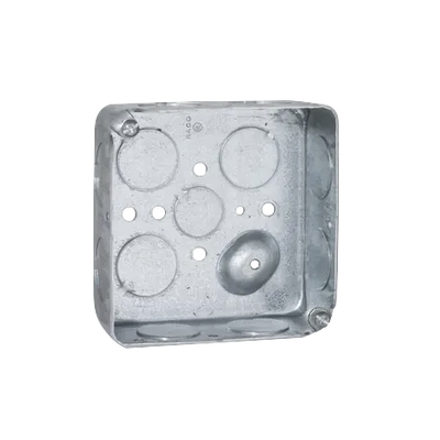 Caja Cuadrada 4 x 4"/Profundidad 1- 1/2"/ 11 Entradas de 3/4" y 1 de 1/2".