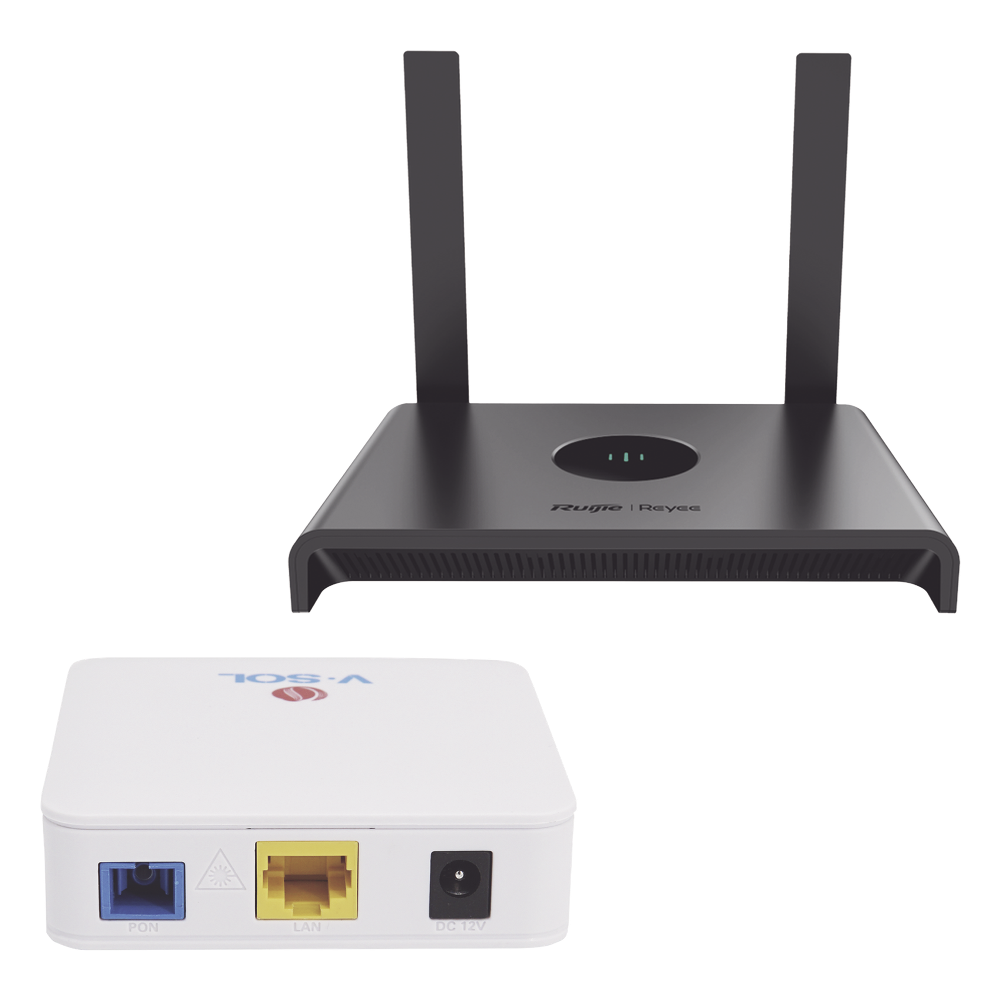 Kit 1 ONU Bridge V-Sol, Dual GPON/EPON con Router Home Wi-Fi Ideal para distribuciones WISP de mayor cobertura Wi-Fi en Hogares y Oficinas — RUIJIE · SKU KIT1-VPON-WIFI