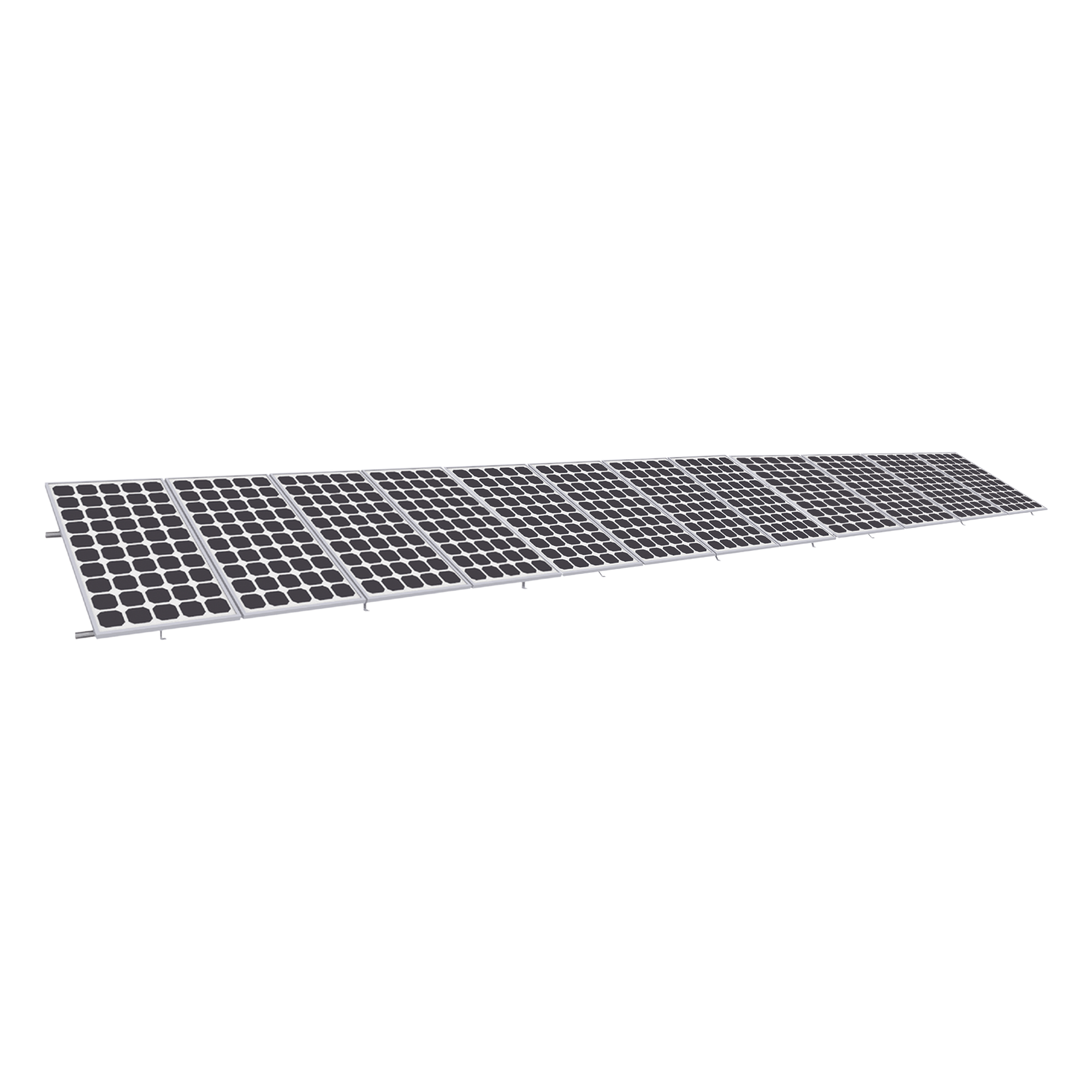 Sistema de Montaje Solar / Aluminio Anodizado / 1x12 Módulos / Inclinación 20° a 45° / Viento 136 km/h / Riel 5400 mm — EPCOM POWERLINE · SKU KIT12PVEKTOR8R