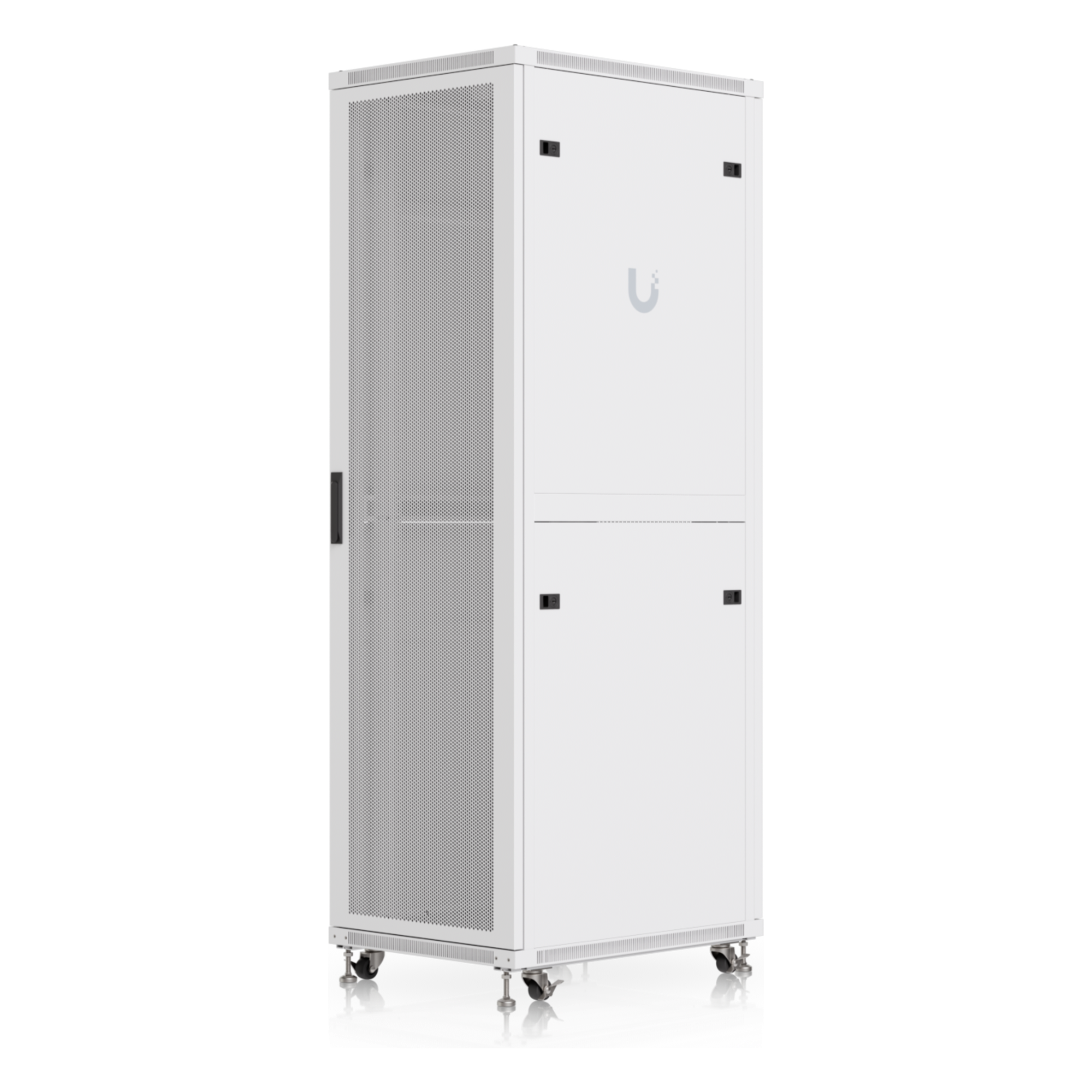 Gabinete Rack de Piso / 42U / 600 × 800 mm (23.6 x 31.5') / Carga 800 kg (1,763.7 lb) / Puerta Perforada / Ventiladores Integrados / Ruedas con Seguro — UBIQUITI · SKU UACC-RACK-42U-800-P