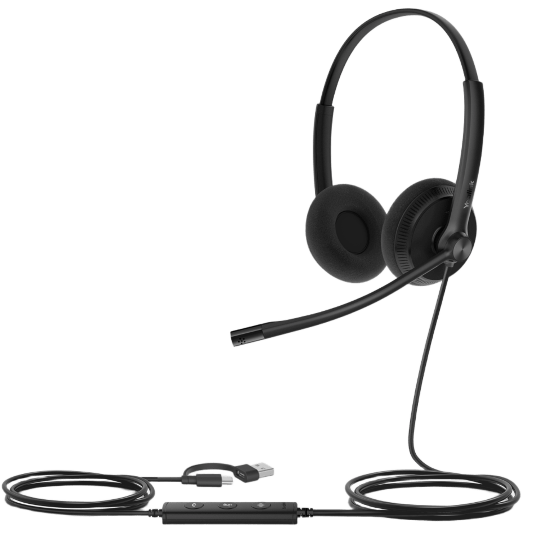 Diadema Cableada Yealink UH34 Lite Dual USB-C/A con Almohadillas de Espuma y Certificación Microsoft Teams / UC
