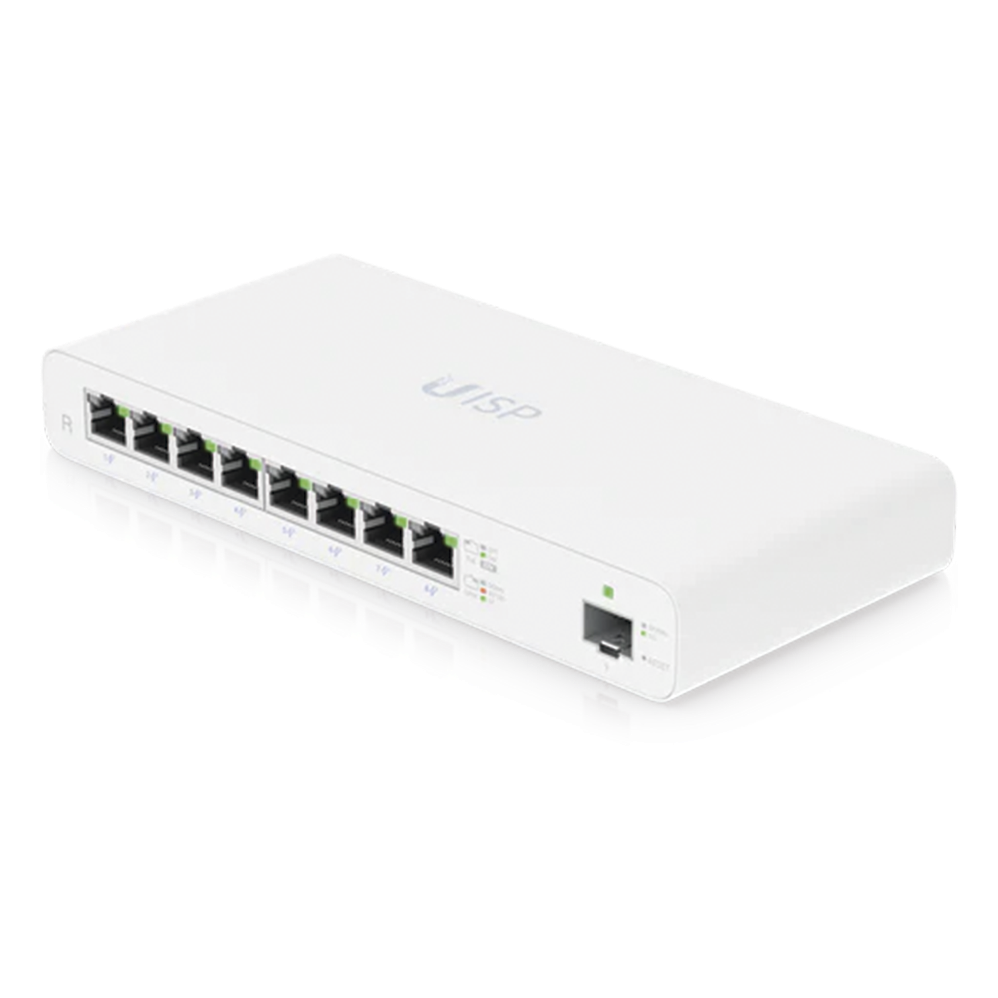 UISP Router (UISP-R) – Router Gigabit para ISP con 8 Puertos PoE Pasivo, 1 SFP, y Rendimiento NAT de hasta 1 Gbps — UBIQUITI · SKU UISP-R