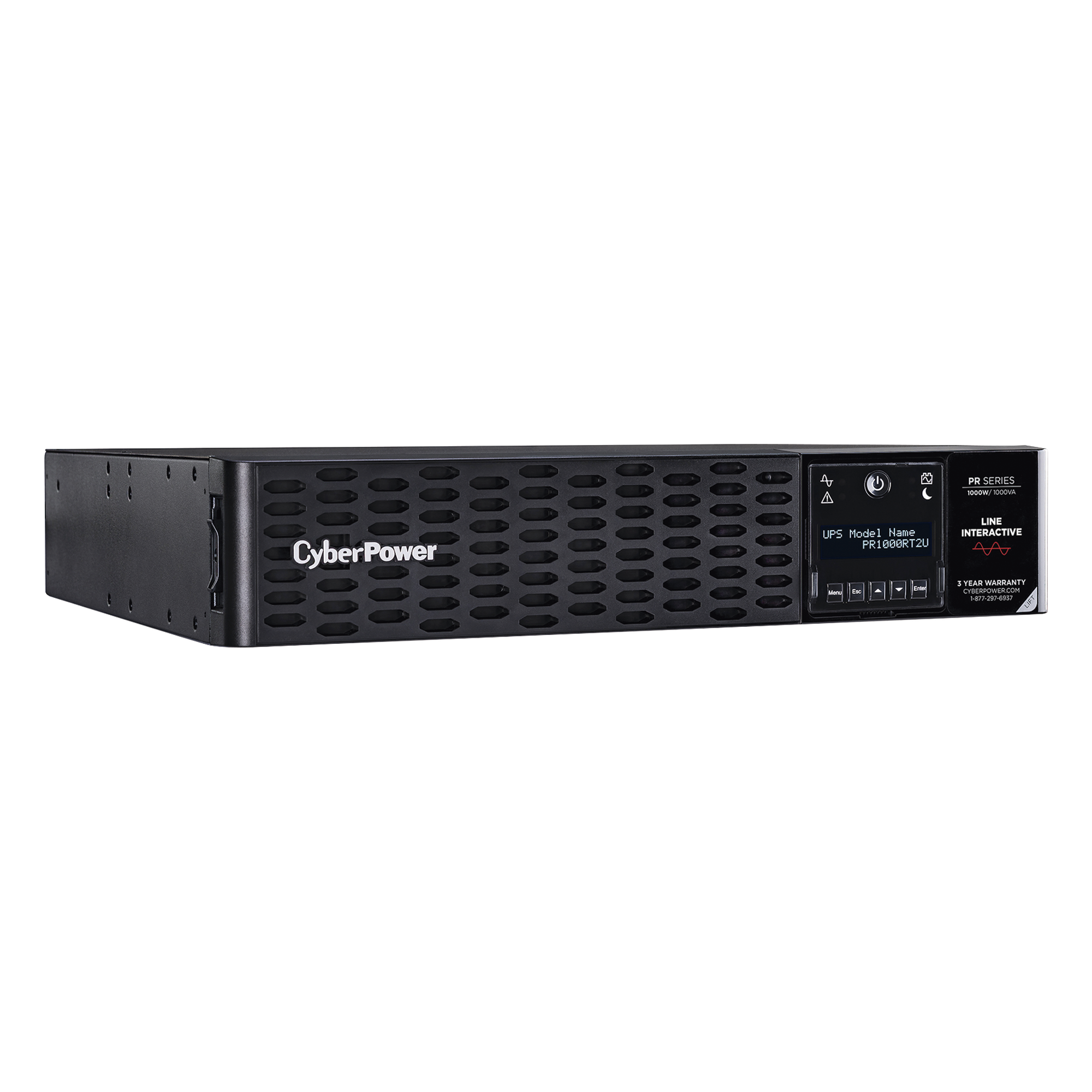 UPS de 1000 VA /1000 W, Topología Línea Interactiva, Entrada 120 Vca NEMA 5-15P, Onda Senoidal Pura, Torre o Rack 2 UR, Con 8 Tomas NEMA 5-15R