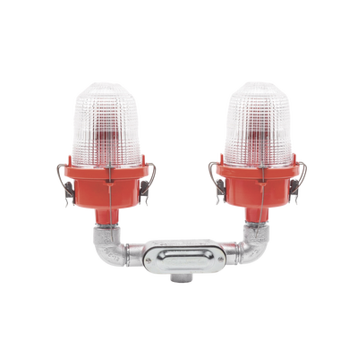 Lámpara de Obstrucción Roja Certificada/ Luz Fija Tipo L-810 Doble LED/ 120 - 240 Vca/ Luz Infraroja
