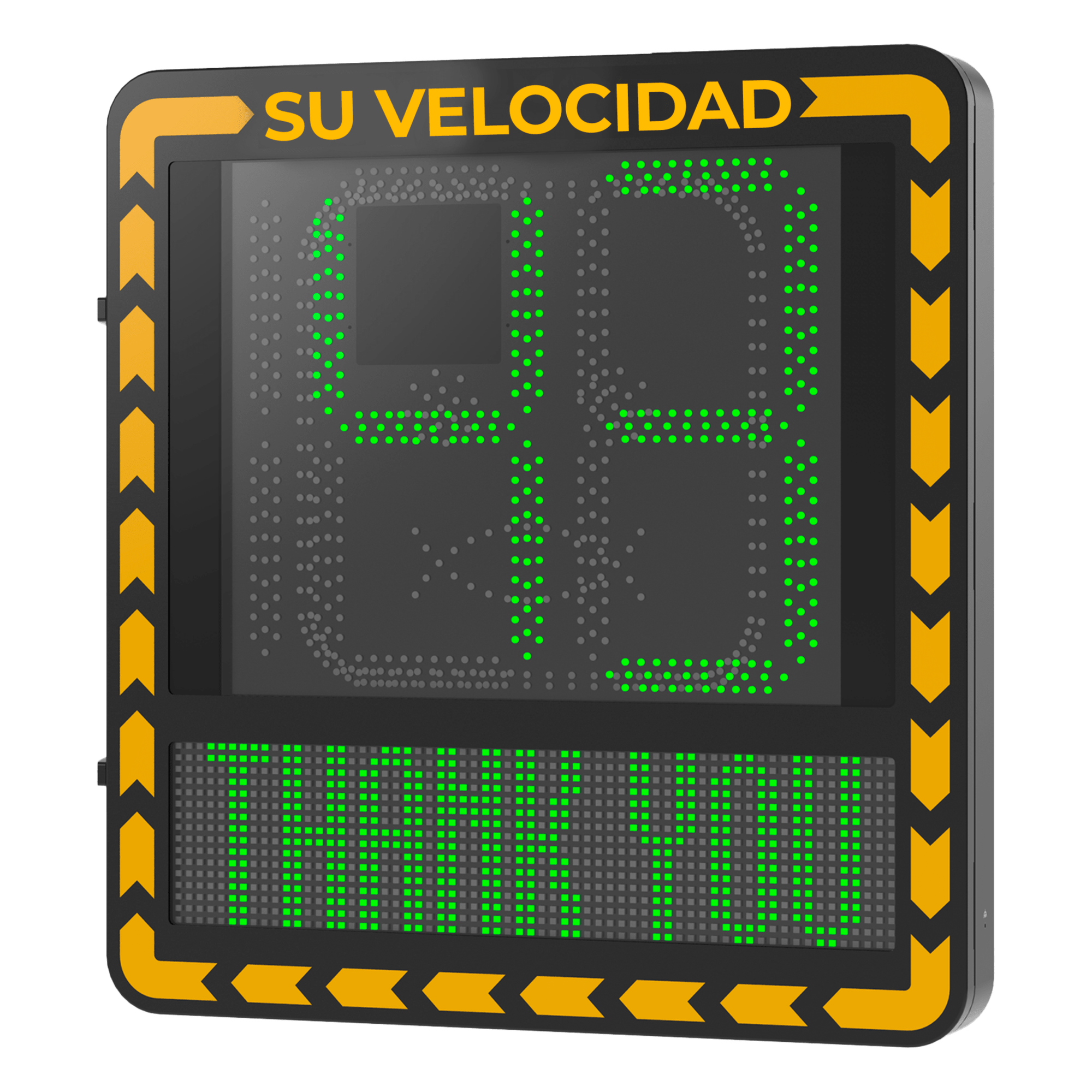 Radar Medidor de Velocidad / Detección 100 m (328.1 ft) / 32 Objetivos / 3 Carriles / Pantalla LED 3000 cd/m² / IP66 / Ethernet