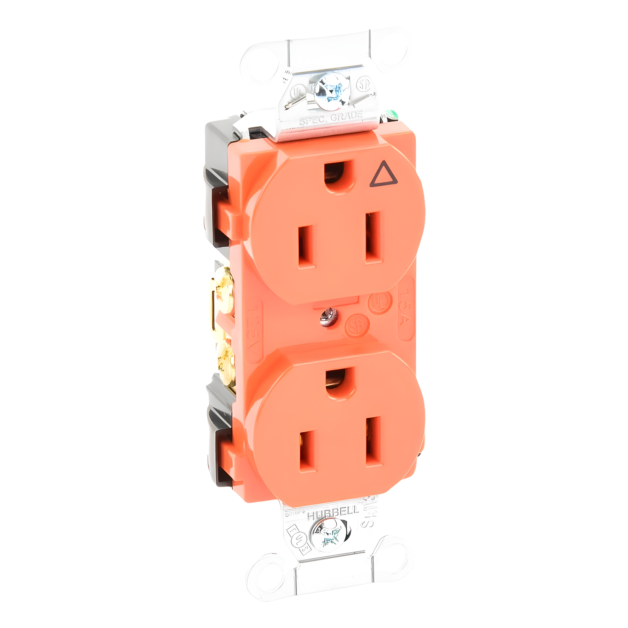 Contacto Dúplex Conexión a Tierra Aislada/ 15A 125V/ 2 polos 3 Hilos/ Nema 5-15R /Grado Comercial/ Color Naranja.