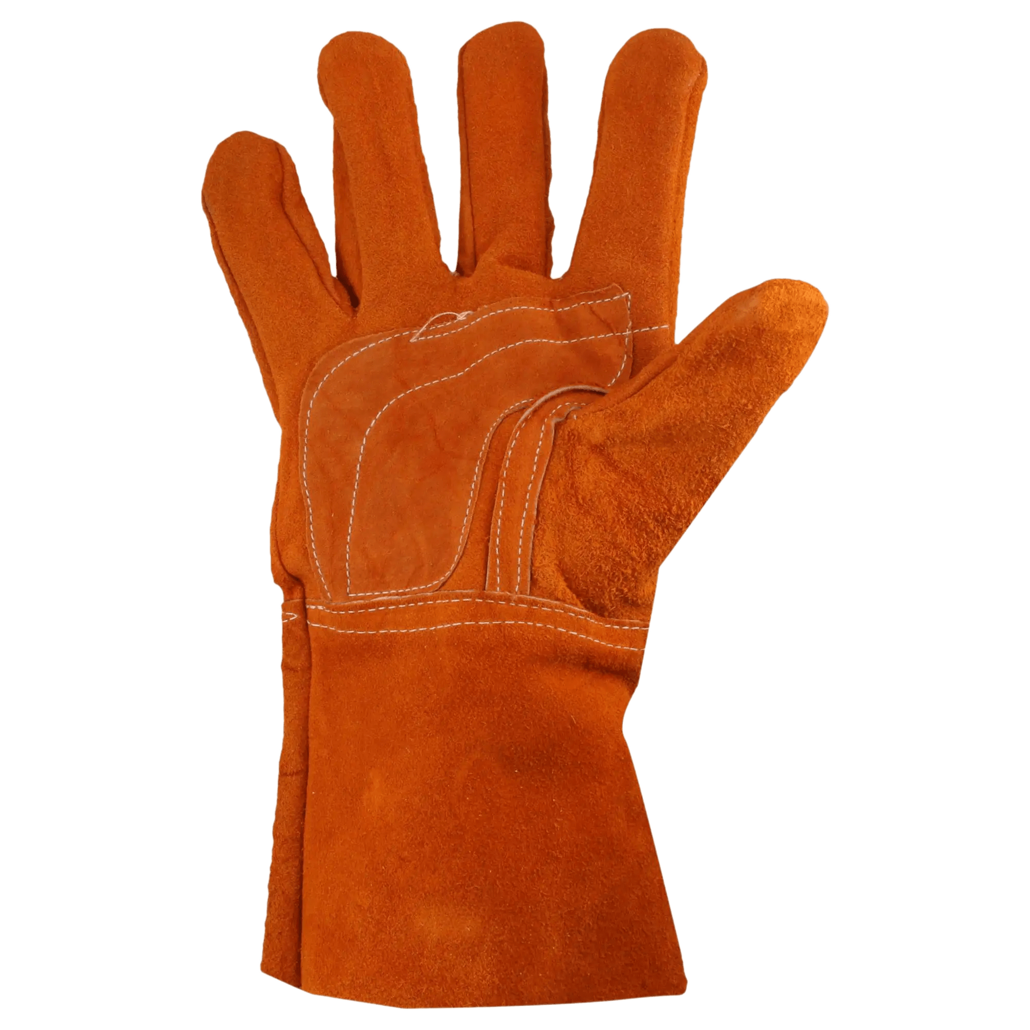 Guantes de Carnaza Largo/ Refuerzo en Palma / Resistente a Abrasión y Temperaturas Moderadas.