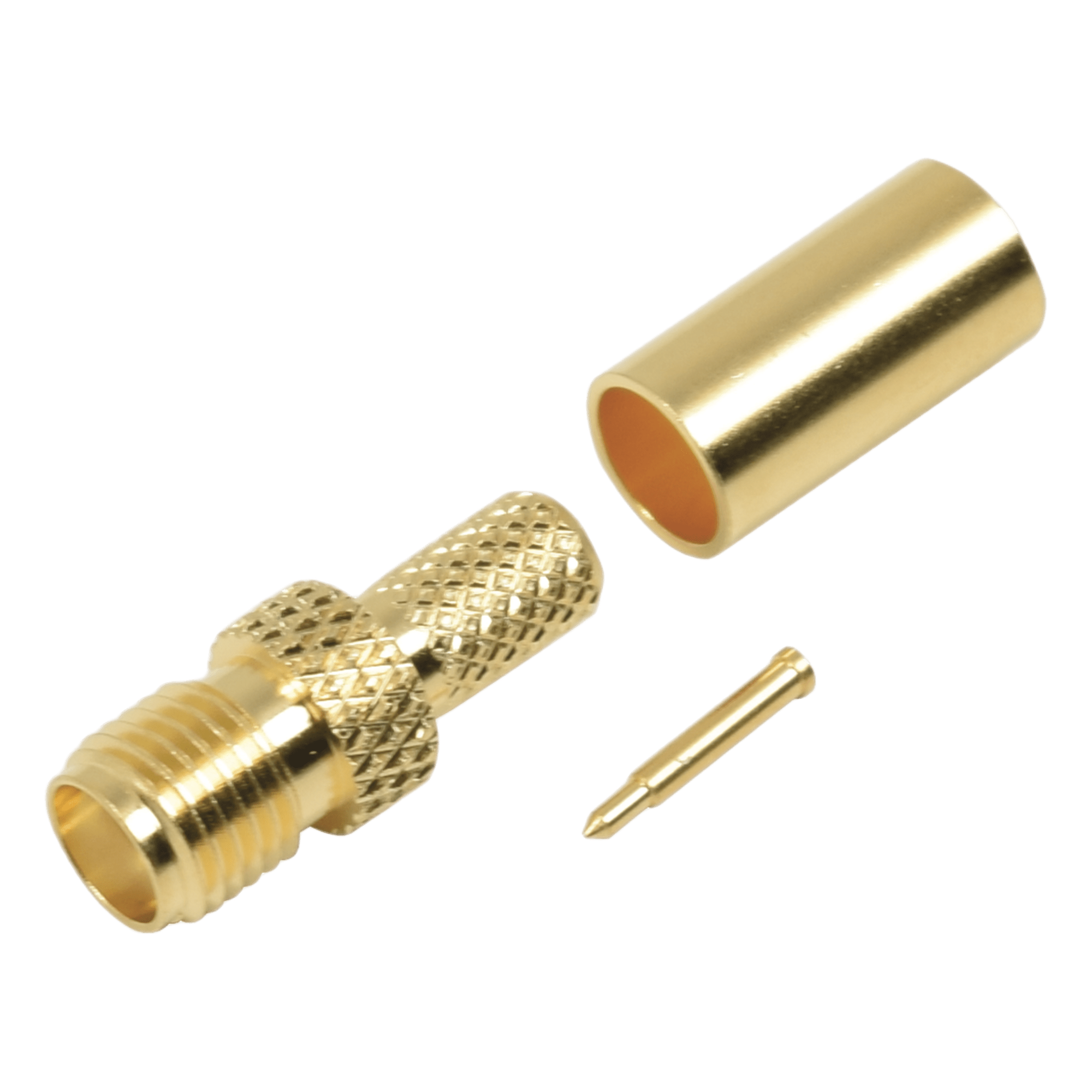 Conector SMA hembra inverso de anillo plegable para cable RG-58/U, Oro/ Oro Teflón. — RF INDUSTRIES,LTD · SKU RP-3050-1C