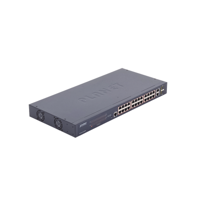 Switch administrable de 24 puertos 10/100TX PoE+ y 2 puertos combo TP/SFP Gigabit