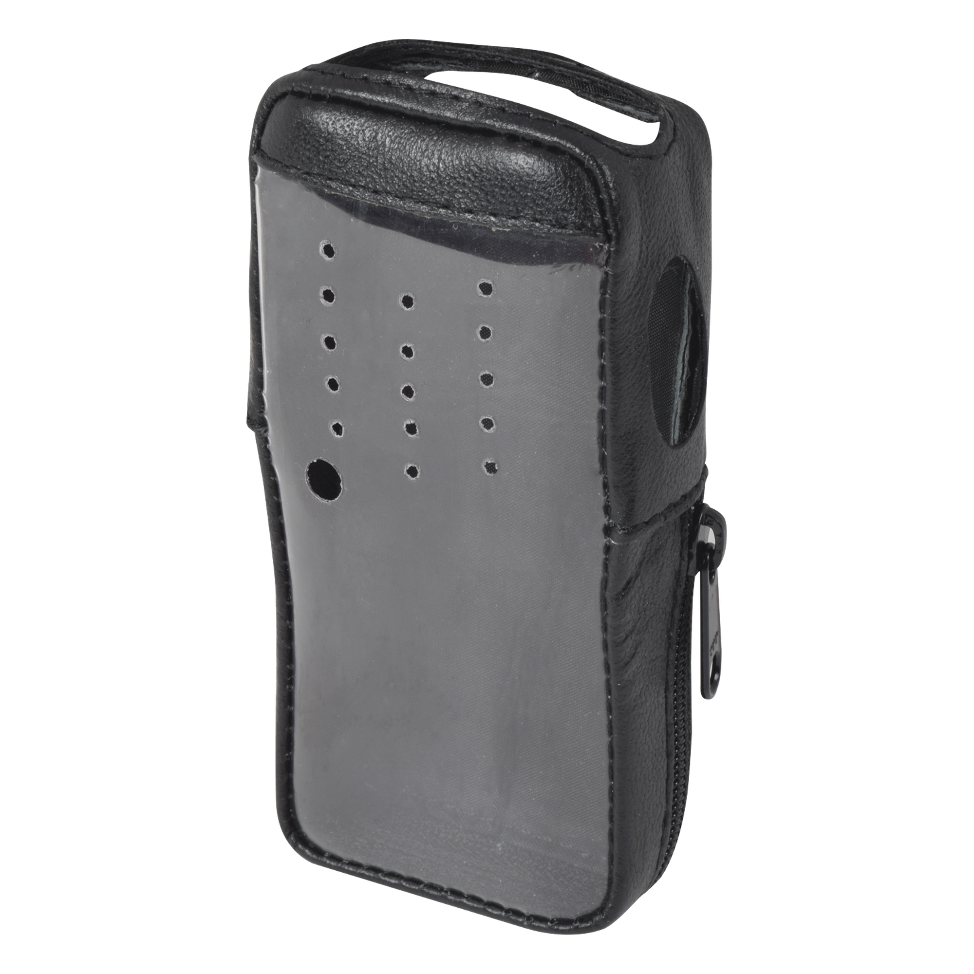 Funda de Piel Reforzada, Versión 2 de Fácil Acceso y Cubierta Frontal de Plástico Transparente para los Radios TK-2000KV2, TK-3000KV2