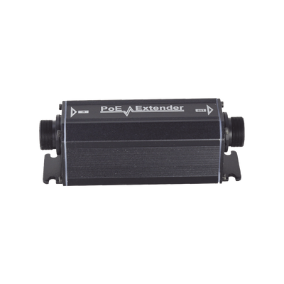 Extensor PoE / 100 Metros / Intemperie (IP66) / 60 Watts / 1 Puerto de Entrada / 1 Puerto de Salida PoE / No requiere alimentación.