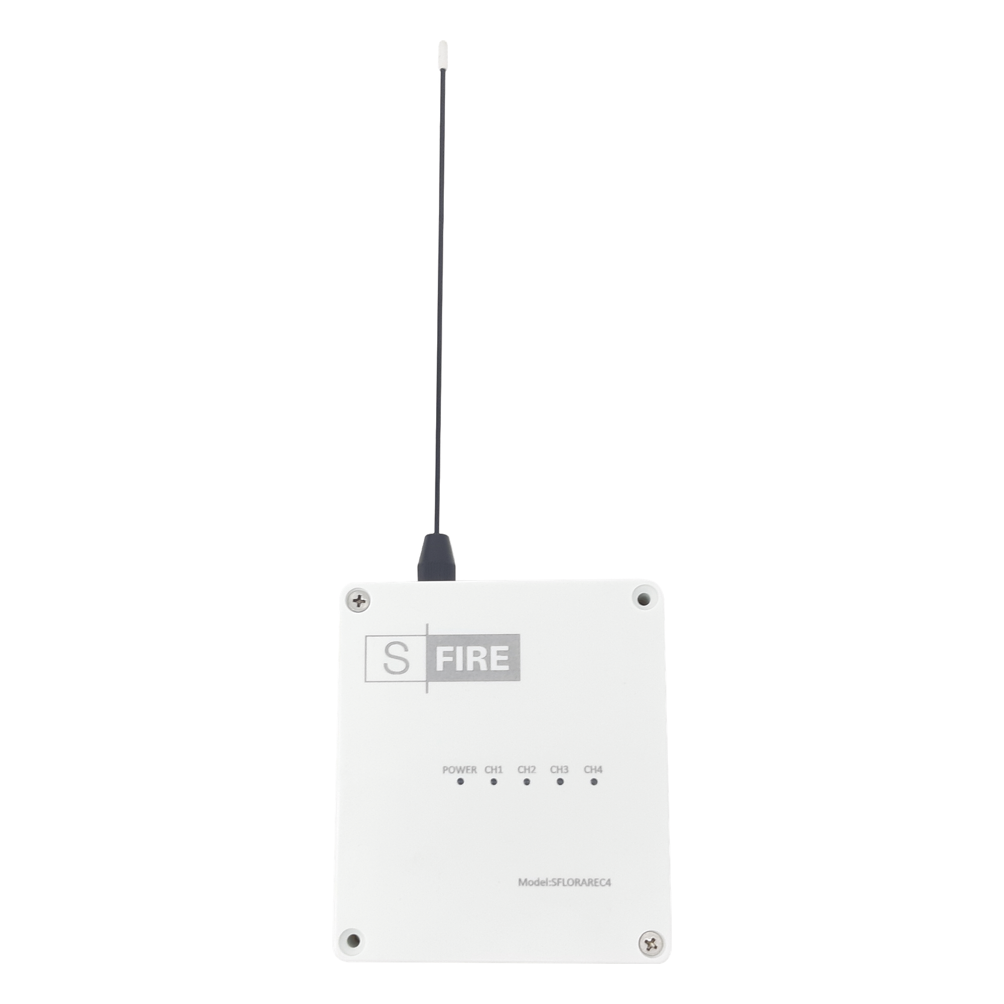 Receptor inalámbrico / 2500 metros de cobertura / 4 salidas de relevador tipo C — SFIRE · SKU SF-LORA-REC-4