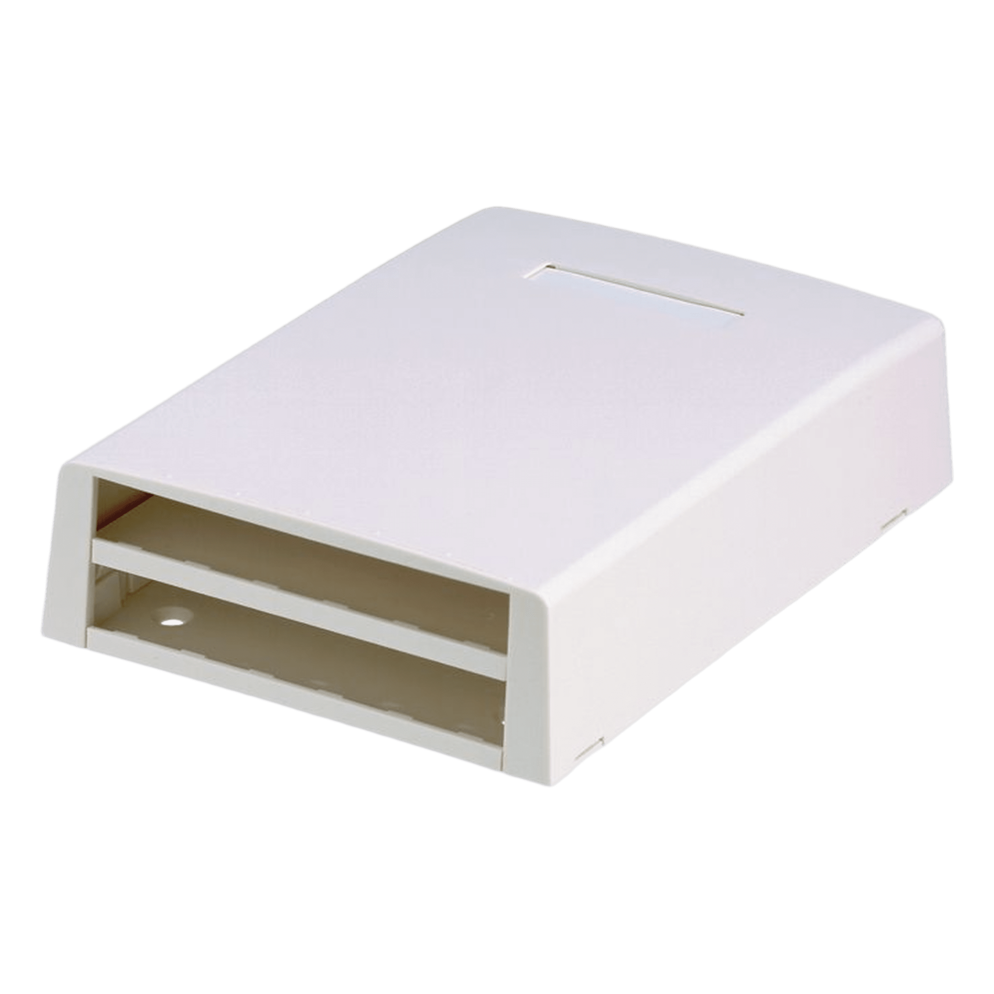Caja de Montaje en Superficie, con Accesorio para Resguardo de Fibra Óptica, para 12 Módulos Mini-Com, Color Blanco — PANDUIT · SKU CBXF12WH-AY