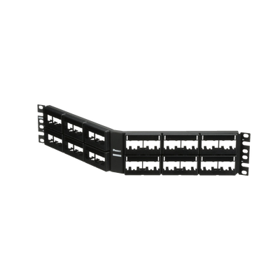 Panel de Parcheo Modular Mini-Com (Sin Conectores), Angulado, Sin Blindaje, Con Etiqueta y Cubierta, de 48 Puertos, 2UR