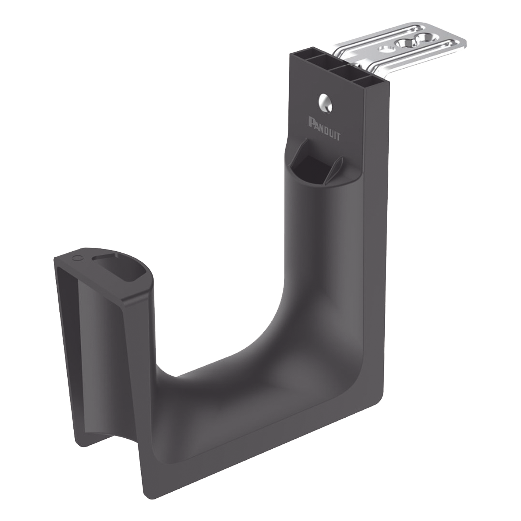 Sujetador STRONGHOLD tipo J (J-Hook), Con Soporte para Montaje en Techo, Para 180 Cables Cat6, Nylon 6.6, Color Negro, 10 piezas — PANDUIT · SKU JP4CMB-X20