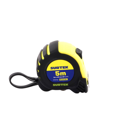 Flexometro anti impacto de 5 metros, cinta ancha con boton de freno.