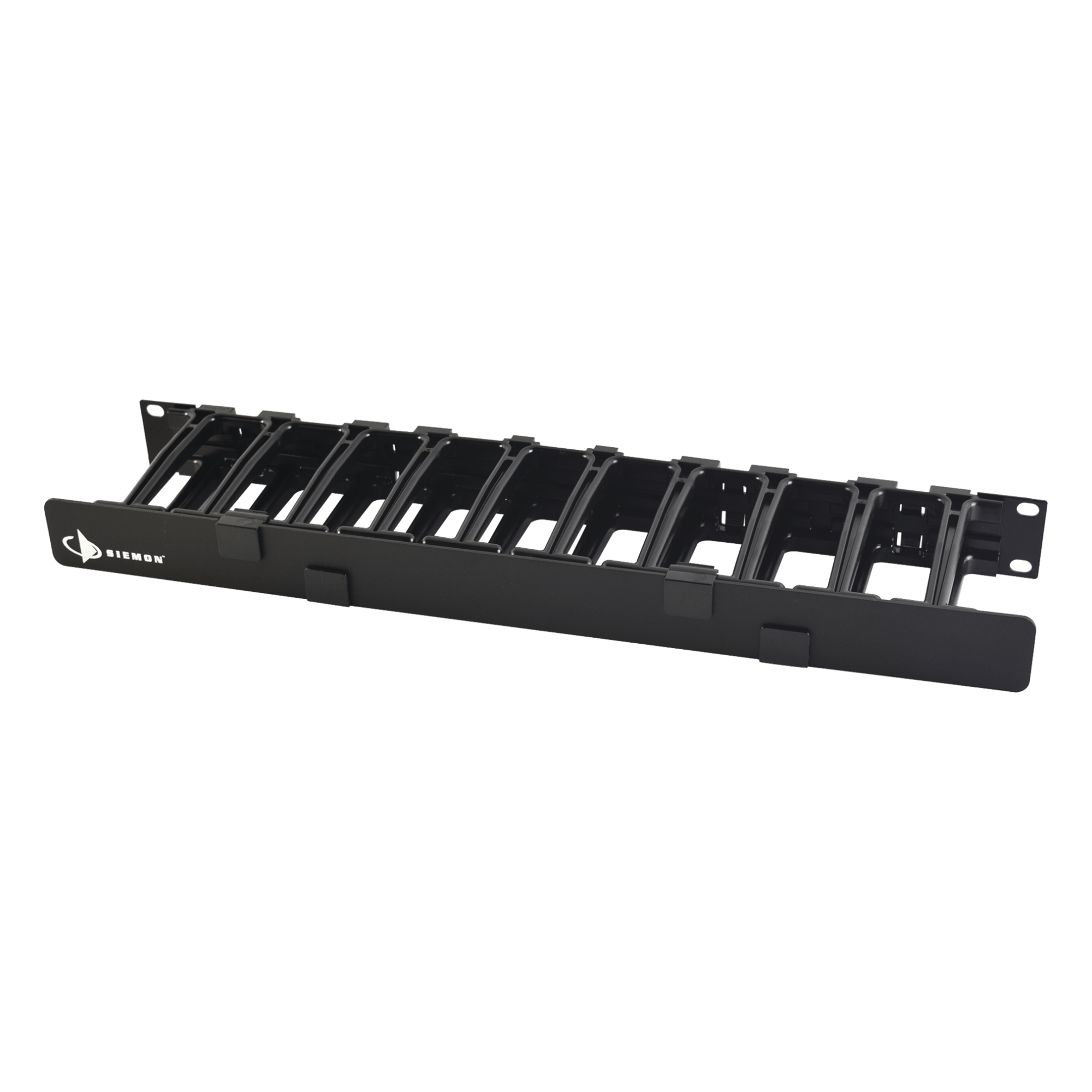 Organizador de Cable Horizontal RouteIT, Sencillo, Para Rack de 19in, 4in de profundidad, 1UR — SIEMON · SKU HCM-4-1U