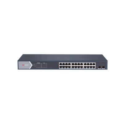 Switch Gigabit PoE+ / Administrable / 24 Puertos 1000 Mbps PoE+ / 2 Puertos SFP / Configuración Remota desde Hik-PartnerPro / PoE Extendido 250 Metros / 370 Watts — HIKVISION · SKU DS-3E1526P-SI