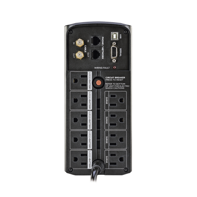 UPS de 1000 VA/600 W, Topología Línea Interactiva, Entrada 120 Vca NEMA 5-15P, Tipo Mini Torre, Con 9 Tomas NEMA 5-15R