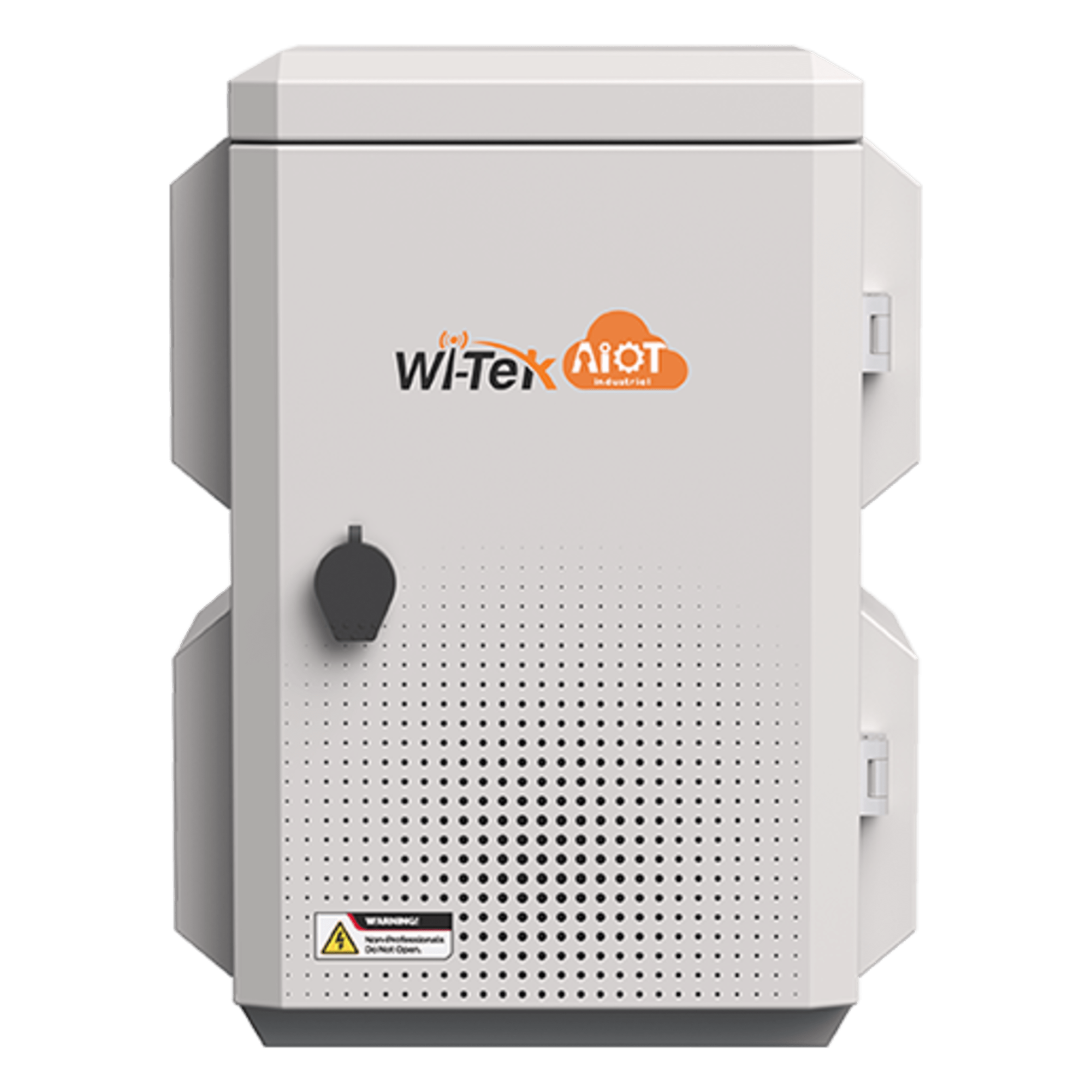 Gabinete de Acero Ventilado para Exterior 180 x 340 x 160 mm con Rieles DIN y 4 Placas Laterales para Montaje de Equipos por Fuera — WI-TEK · SKU WI-IOTBOX01-V3