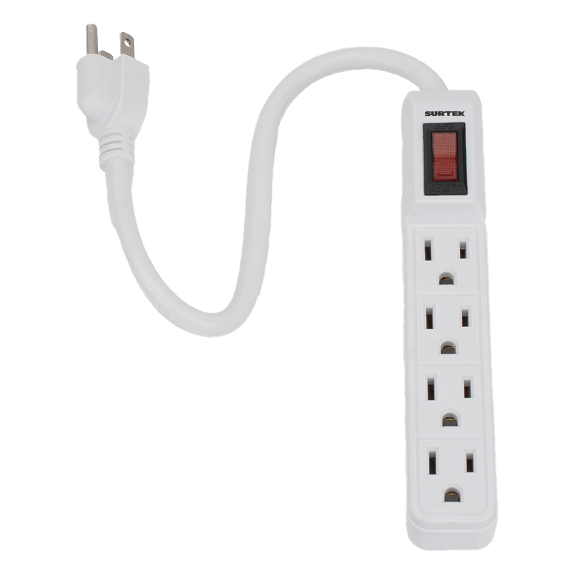Multicontacto con cable 30 cm. 4 tomas 127 Vca línea, tierra, neutro 15 A max.