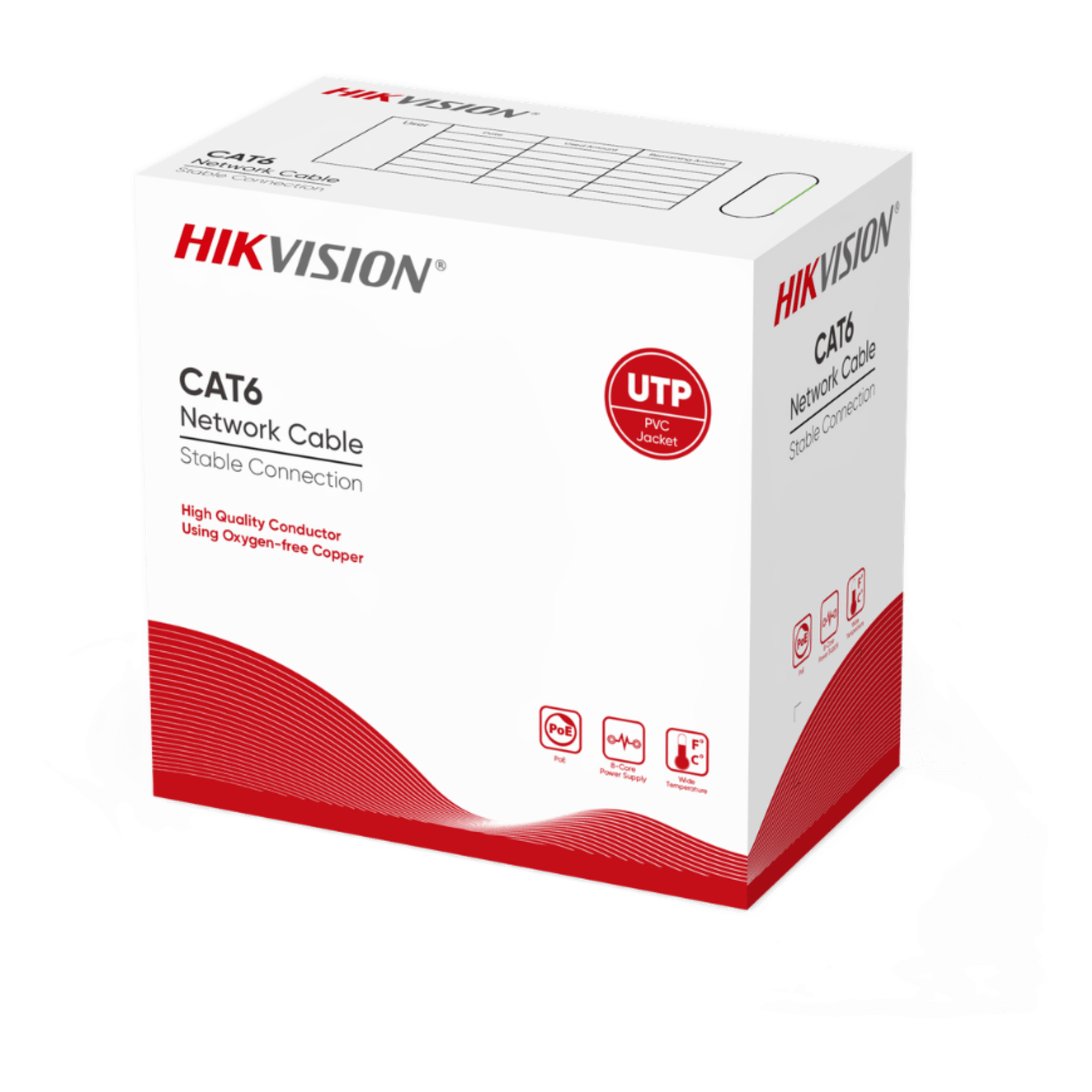 Bobina de Cable de 305 Metros (1000 Pies) Cat 6 / 100% Cobre / Color Azul / Uso en Interior / PVC — HIKVISION · SKU DS-1LN6UZC0B