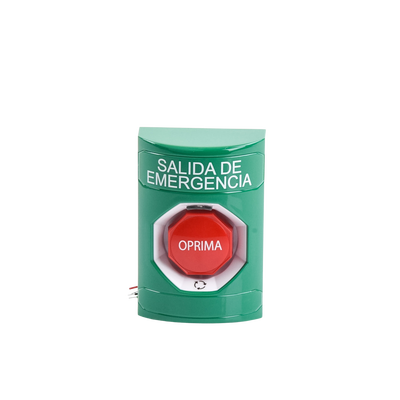 Botón de Salida de Emergencia , Texto en Español, Acción Mantenida, Girar para Restablecer, LED de iluminación