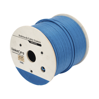 Bobina de Cable Siamés Cat6 UTP 100% Cobre + 2 Cables Gruesos (18 AWG) para Alimentar Cámaras Más Lejos / 152 Metros (500 Pies) / Instalación en Exterior / Uso Industrial para Climas Extremos