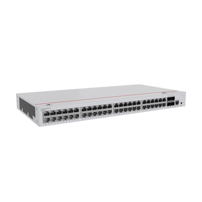 Switch de Distribución/Core Gigabit Administrable PoE Capa 3 / 48 puertos 10/100/1000 Mbps (PoE) / 4 Puertos 10GE SFP+ Uplink / ERPS / Rutas Estáticas / iStack / PoE Perpetuo / 380W / Administración Nube Gratis