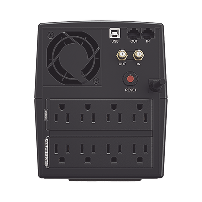 UPS de 1500 VA/900 W, Topología Línea Interactiva, Entrada 120 Vca NEMA 5-15P, y 8 Salidas NEMA 5-15R, Con Regulador de Voltaje (AVR)