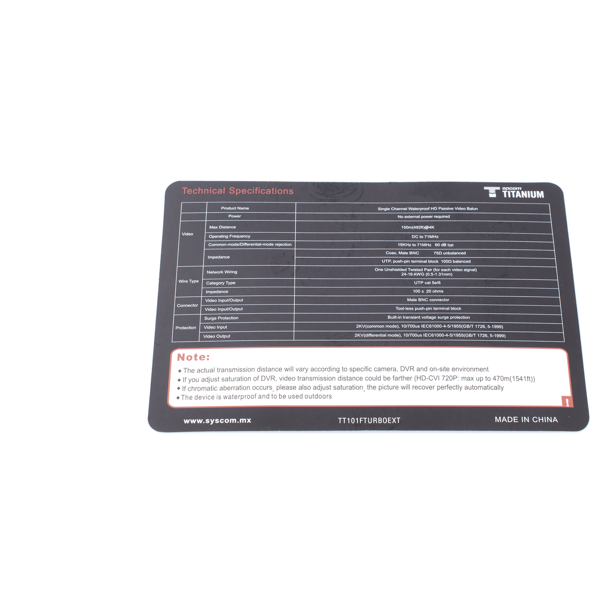 Kit de Transceptores (Baluns) para EXTERIOR TurboHD Hasta 4K HD-TVI / HD-CVI / AHD / CVBS / COAXITRON / AUDIO POR COAXITRON  / Menu OSD / CONECTORES 100% COBRE / Con Cable RF Blindado. Distancia de hasta 200 m en 4K. Calidad PREMIUM
