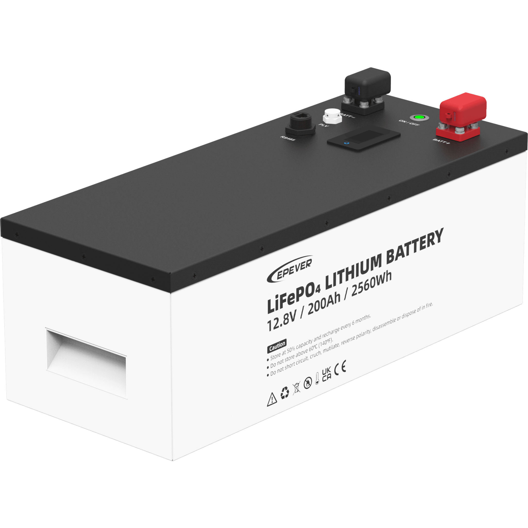 Batería de litio LiFeO4 12.8Vcc, 200Ah, 2.56Kwh, Pantalla LCD para Monitoreo Local, Carcasa Metálica